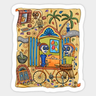 Cute Skeleton - Dia De Los Muerto - Goa -The Breadman - Bread Lover Sticker